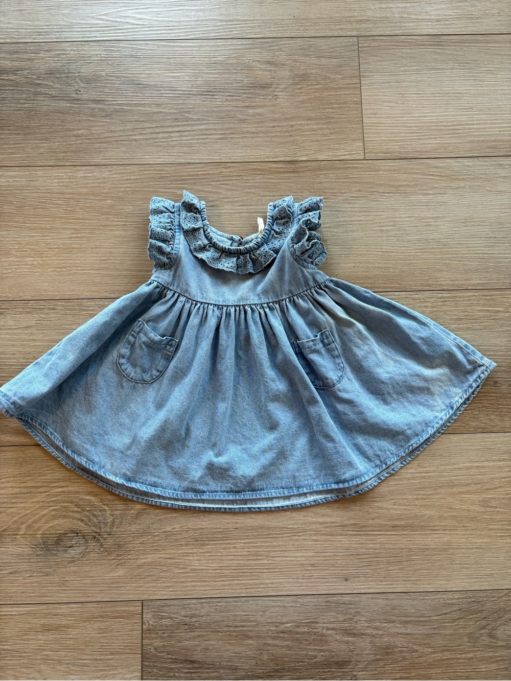 Quincy Mae Light Blue Denim Ruffle Dress